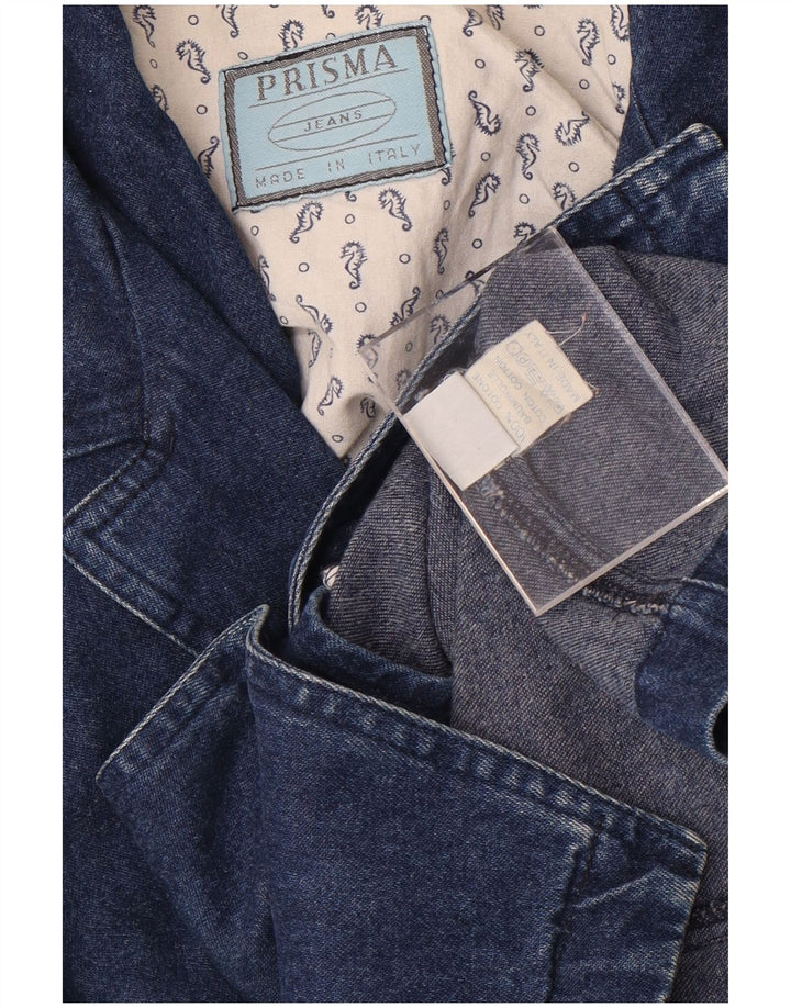 Prisma Dame 1 Knap Denim Blazer Jakke UK 12 Medium Navy Blue Bomuld