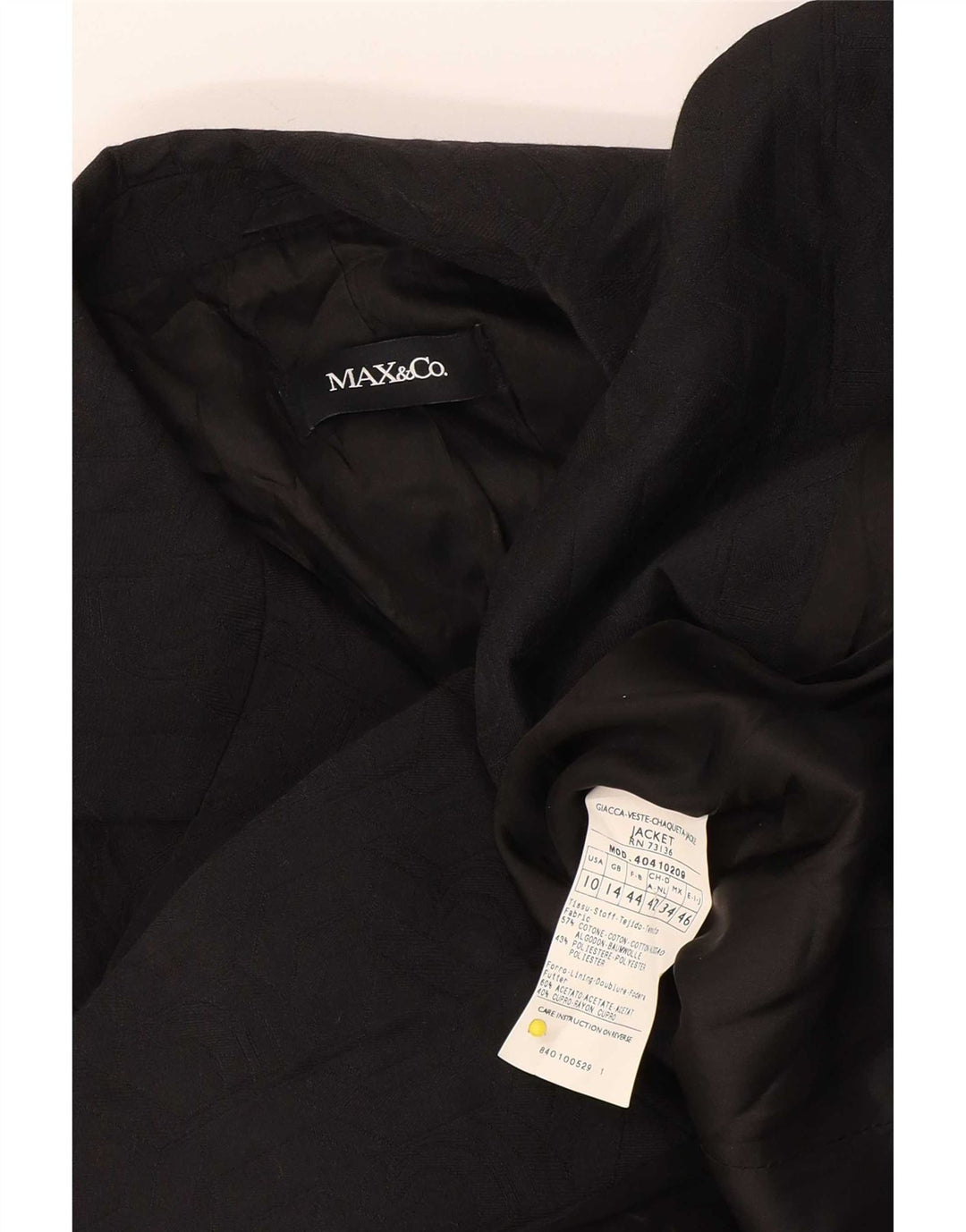 Max & Co. Dame 2-knaps blazerjakke UK 14 Stor sort bomuld