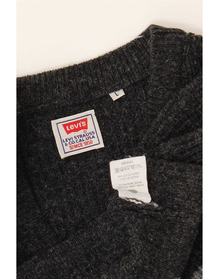 Levi's Herre V-hals sweater Stor Grå Colourblock Virgin Wool
