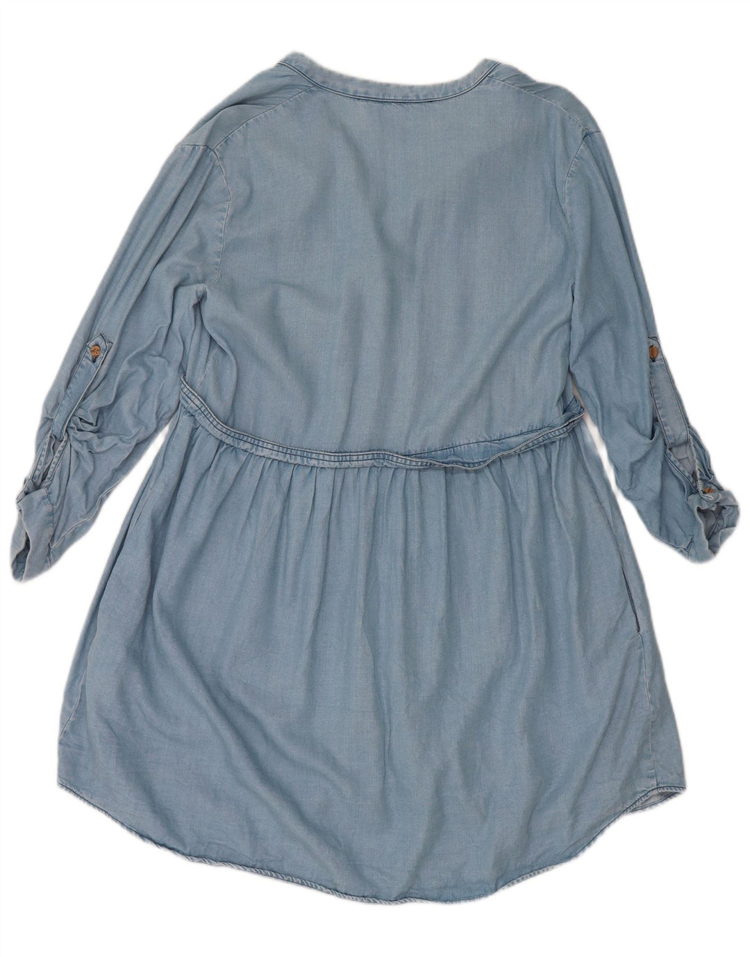Zara Dame 3/4-ærmet denimkjole UK 14 Medium Blue Lyocell