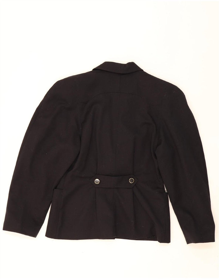 VINTAGE Womens 1 Button Blazer Jacket IT 42 Medium Black Floral Wool Vintage Vintage and Second-Hand Vintage from Messina Hembry 