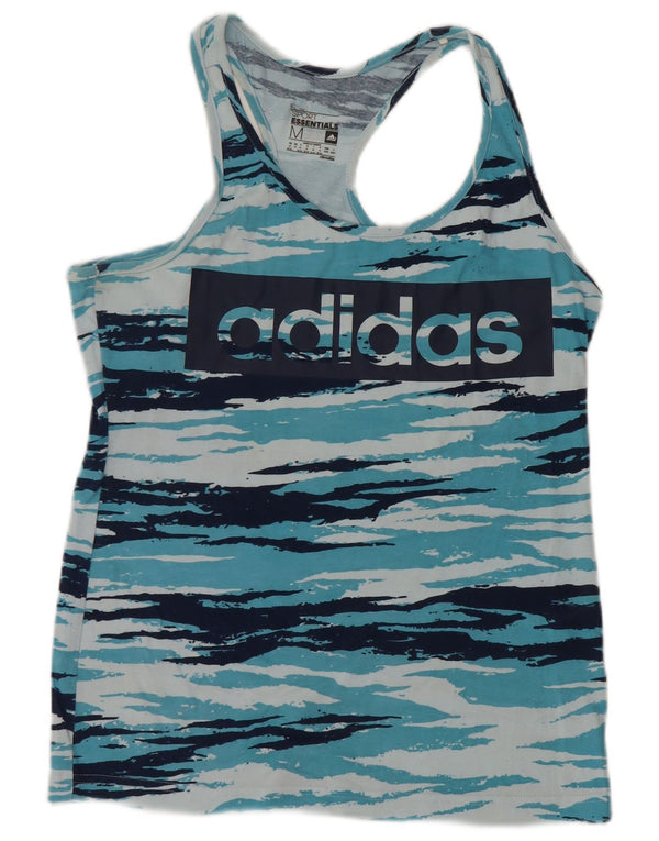 ADIDAS Dame Climalite Grafisk Vest Top UK 12/14 Medium Blue Camouflage