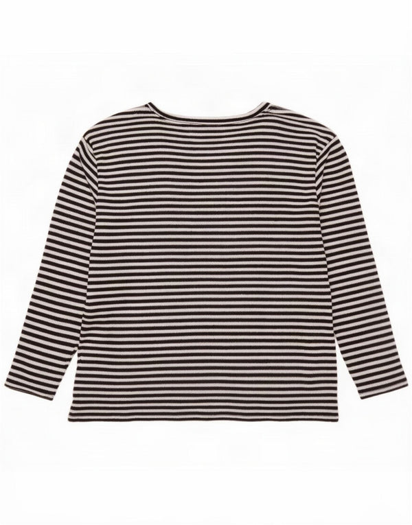 Zara Womens Relaxed Fit Top Long Sleeve UK 10 Small Black Striped Cotton