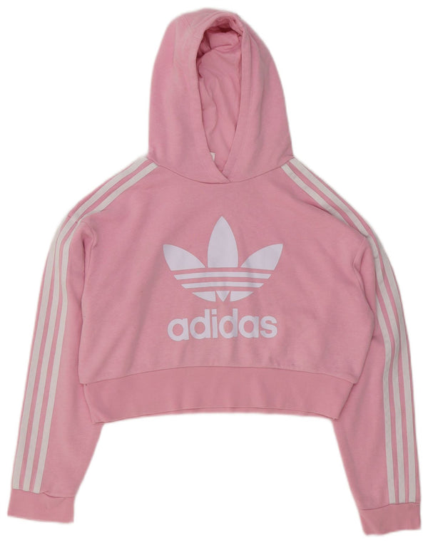 Adidas Girls Graphic Crop Hoodie Jumper 11-12 år Pink Bomuld