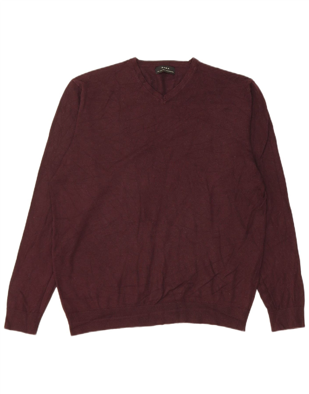Zara Herre V-hals sweater Stor Burgundy Viscose
