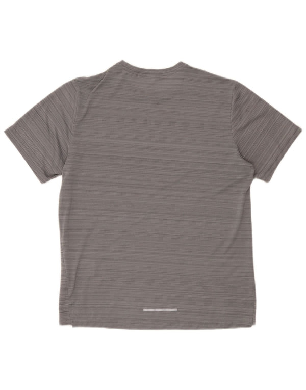 Nike herre Dri Fit T-shirt top mellemgrå stribet polyester