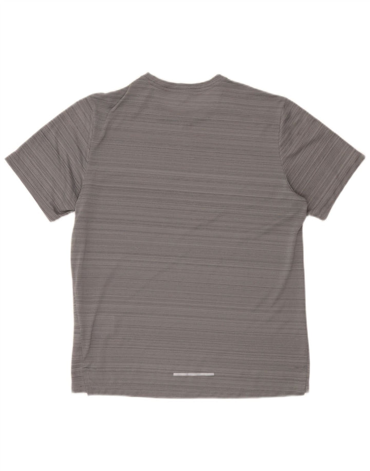 Nike herre Dri Fit T-shirt top mellemgrå stribet polyester
