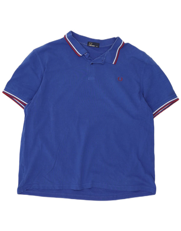 Fred Perry herre poloskjorte 3XL blå stribet bomuld