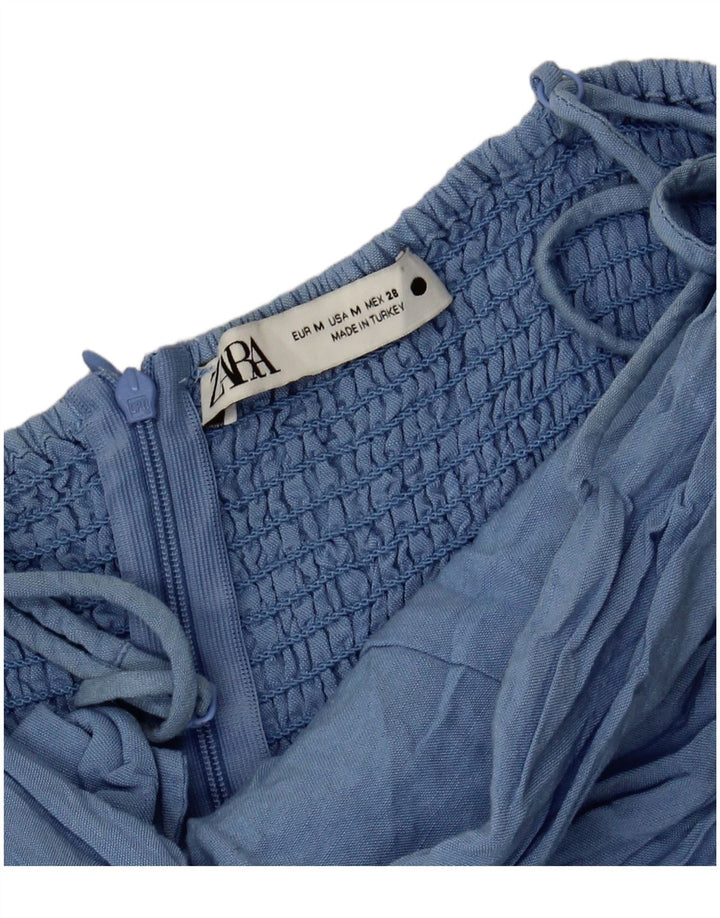 Zara Dame Playsuit UK 12 Medium Blue Viscose