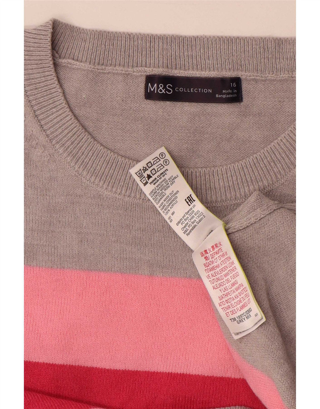 Marks & Spencer Dame sweater med rund hals DK 16 Stor Grå