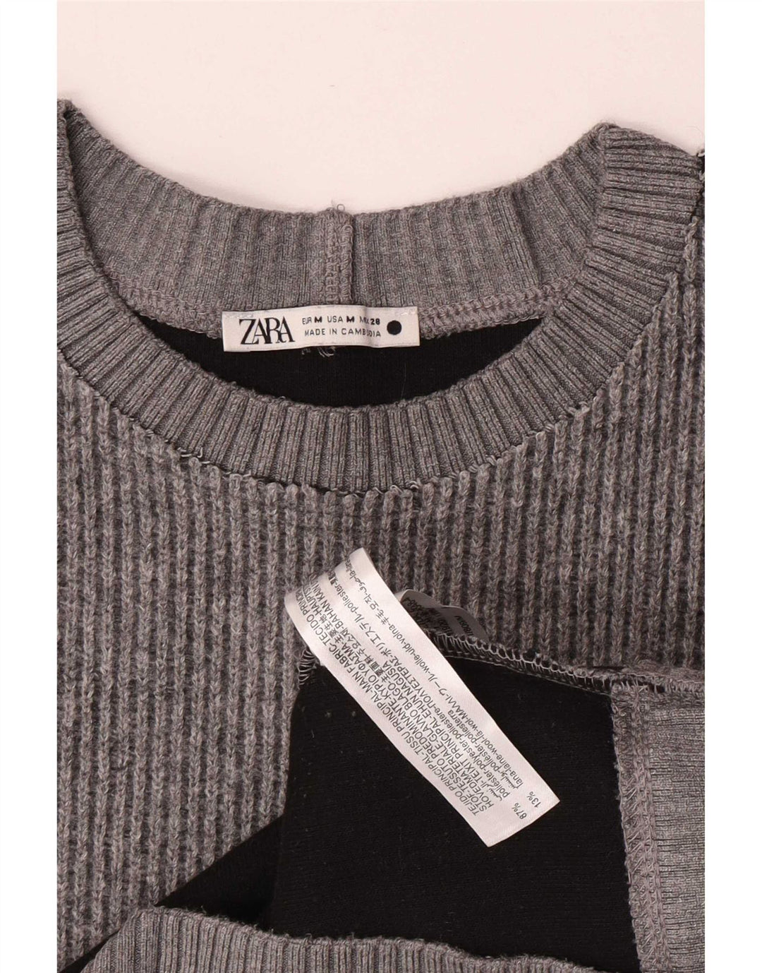 Zara Dame sweater med rund hals DK 14 Medium Grå Polyester