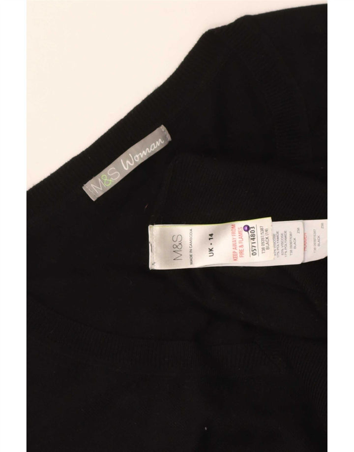 Marks & Spencer Dame V-hals sweater UK 14 Medium Black Viscose