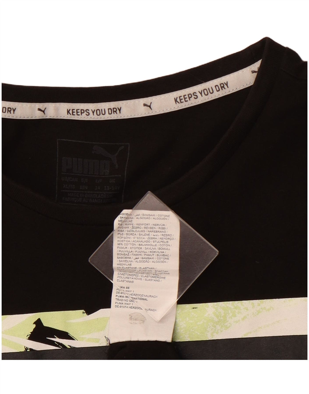 PUMA drenge grafisk t-shirt top 13-14 år sort bomuld