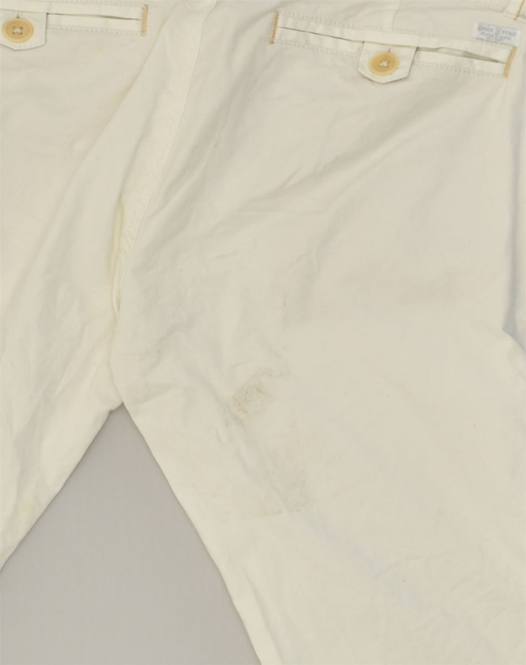 RALPH LAUREN Womens Slim Capri Trousers W31 Medium White Cotton | Vintage Ralph Lauren | Thrift | Second-Hand Ralph Lauren | Used Clothing | Messina Hembry 