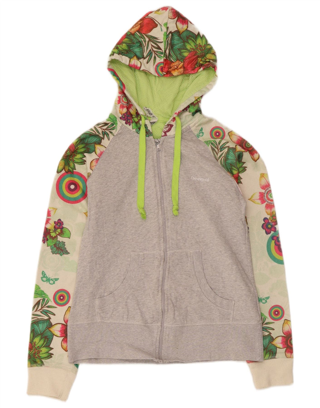 Desigual Dame Hættetrøje Sweater UK 12 Medium Multicolored Floral