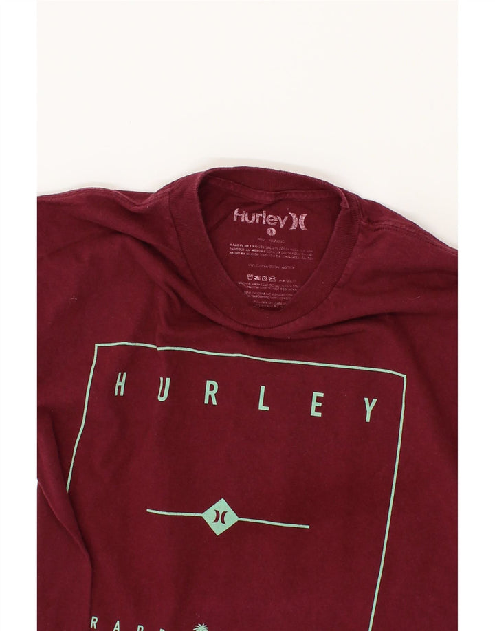 HURLEY Mens Graphic T-Shirt Top Small Maroon Vintage Hurley and Second-Hand Hurley from Messina Hembry 