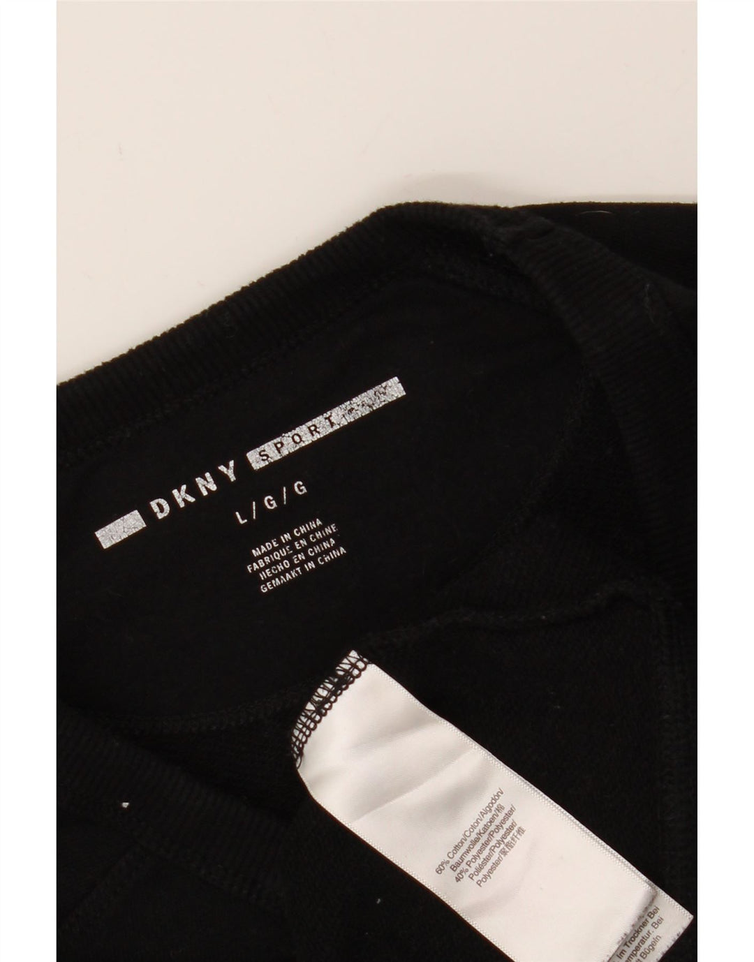 DKNY Womens Graphic Sweatshirt Jumper UK 16 Large Black Cotton Vintage Dkny and Second-Hand Dkny from Messina Hembry 