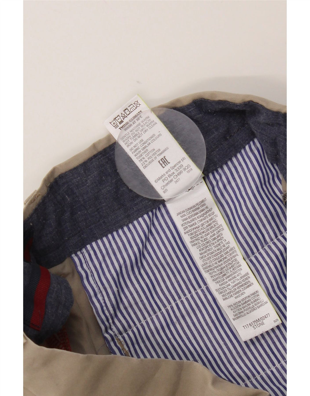 Marks & Spencer Straight Suit bukser til mænd W38 L29 Beige Bomuld
