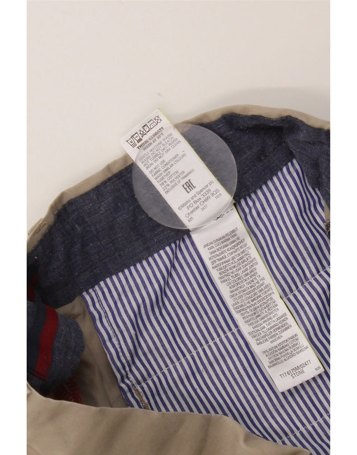 Marks & Spencer Straight Suit bukser til mænd W38 L29 Beige Bomuld