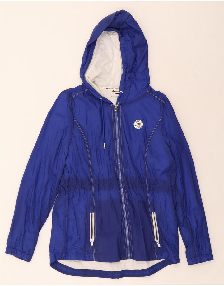 TOMMY HILFIGER Womens Hooded Rain Jacket UK 16 Large Blue Nylon Vintage Tommy Hilfiger and Second-Hand Tommy Hilfiger from Messina Hembry 