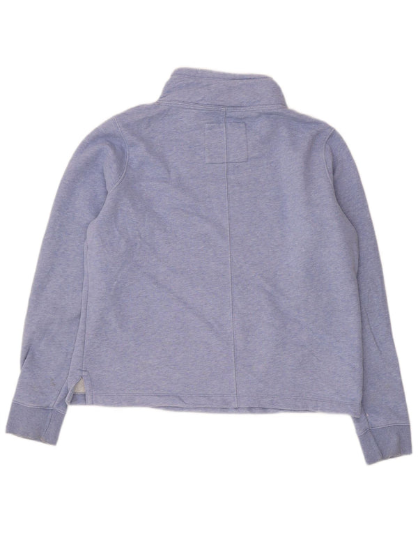 Fat Face Dame Button Neck Sweatshirt Jumper UK 12 Medium Blue Bomuld