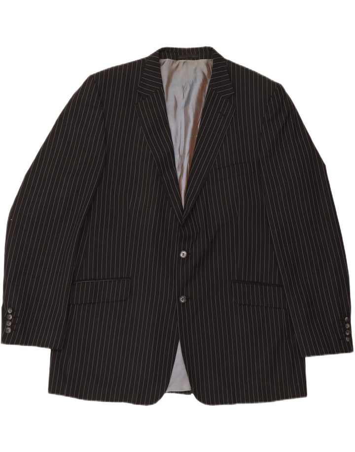 Kartel Herre 2 Button Blazer Jacket UK 48 4XL Sort Nålestribet Polyester