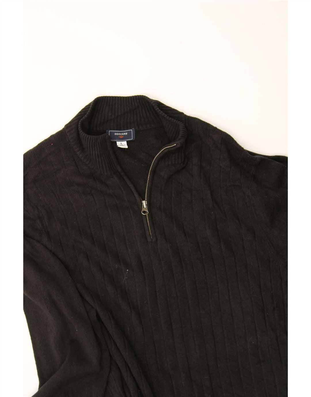DOCKERS Mens Zip Neck Jumper Sweater Large Black Acrylic Vintage Dockers and Second-Hand Dockers from Messina Hembry 
