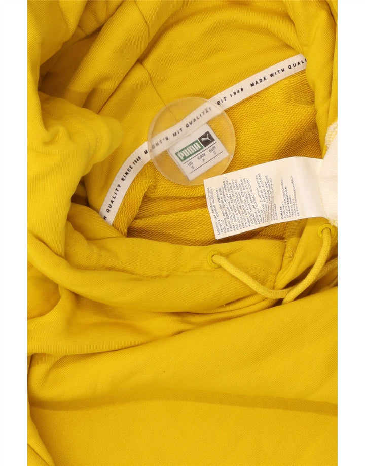 PUMA Womens Crop Oversized hættetrøje Jumper UK 10 Small Yellow Colourblock
