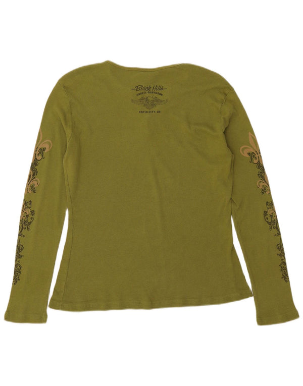 Harley Davidson Dame Grafisk Top Langærmet UK 18 XL Grøn Paisley