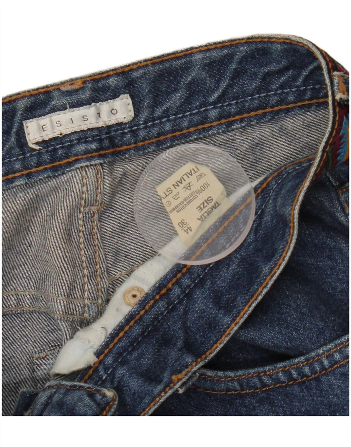 ESITO Dame Bootcut Jeans IT 44 Medium W30 L34 Blå Geometrisk Bomuld