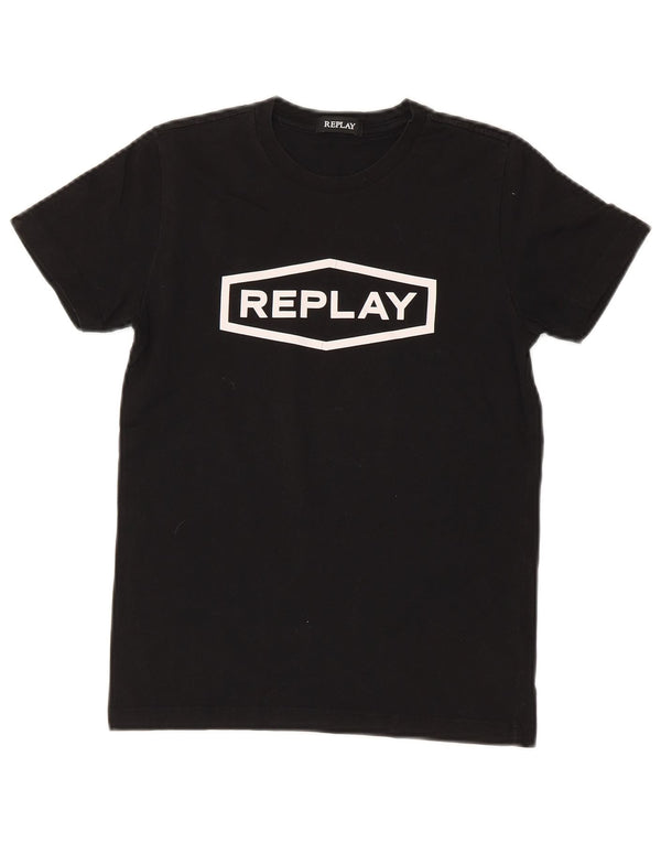 Replay Boys Grafisk T-Shirt Top 11-12 År Sort Bomuld