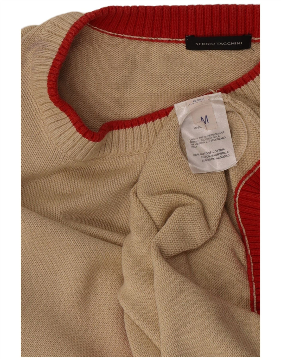 Sergio Tacchini Herre sweater med rund hals, medium beige bomuld