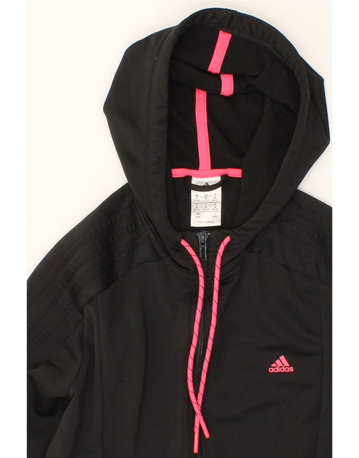 ADIDAS Womens Climalite Zip Hoodie Sweater UK 12/14 Medium Black Polyester Vintage Adidas and Second-Hand Adidas from Messina Hembry 