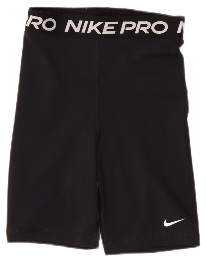 NIKE Dri Fit grafiske sportsshorts til kvinder UK 4 XS sort polyester