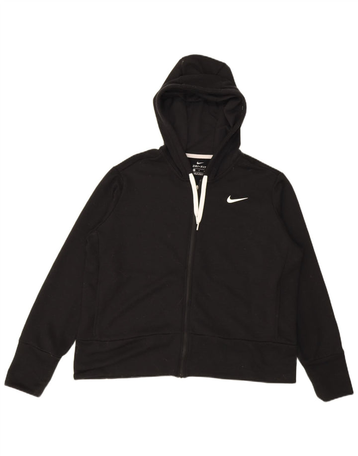 Nike Dame Dri Fit Hættetrøje Sweater UK 16 Stor Sort Polyester