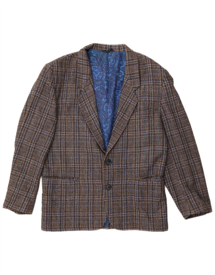 Vintage herre 2-knaps blazerjakke UK 38 Medium Grey Check Wool