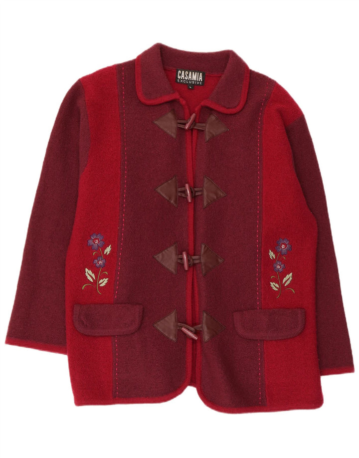 CASAMIA Dame Loose Fit Blazer Jacket UK 16 Large Burgundy Colourblock