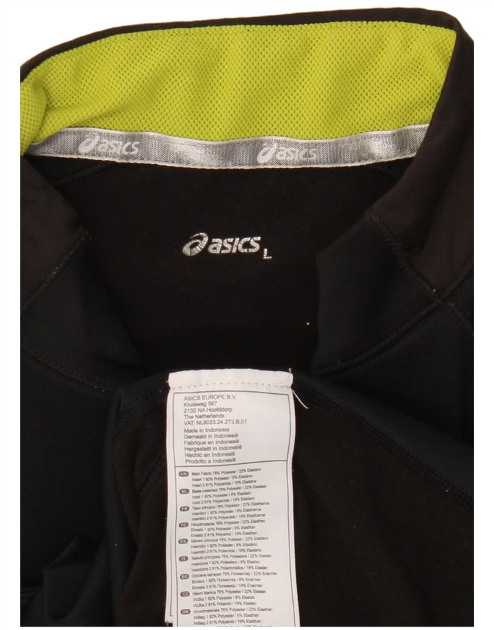 Asics Herre Zip Neck Pullover Træningsdragt Top Stor Sort Colourblock