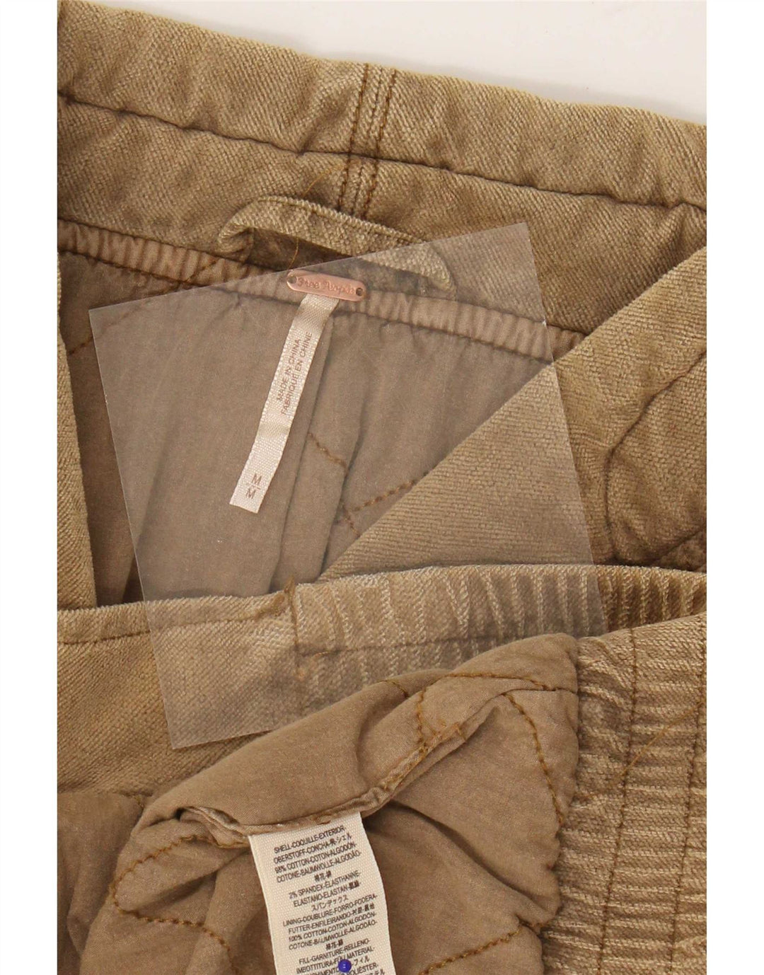 Free People Dame Oversized Quiltet Jakke UK 14 Medium Brun Bomuld