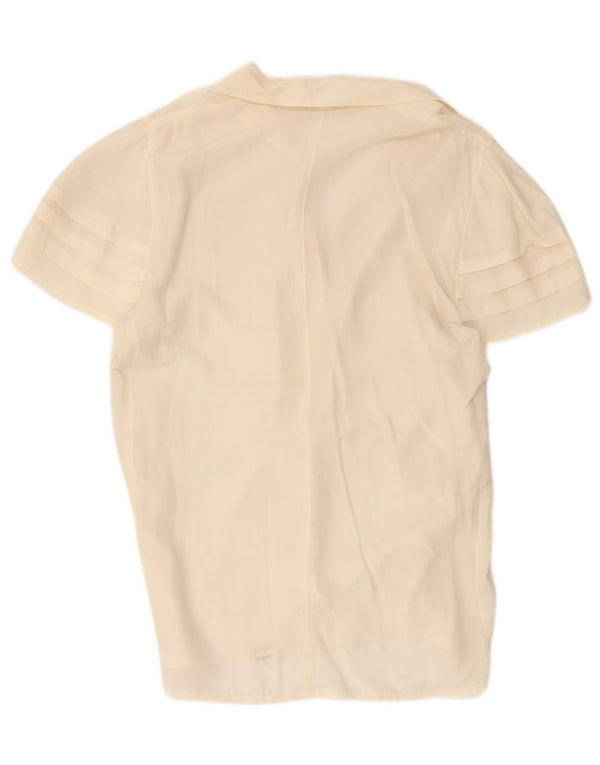 Pancaldi & B Kortærmet skjortebluse til kvinder UK 16 Large Off White Silke