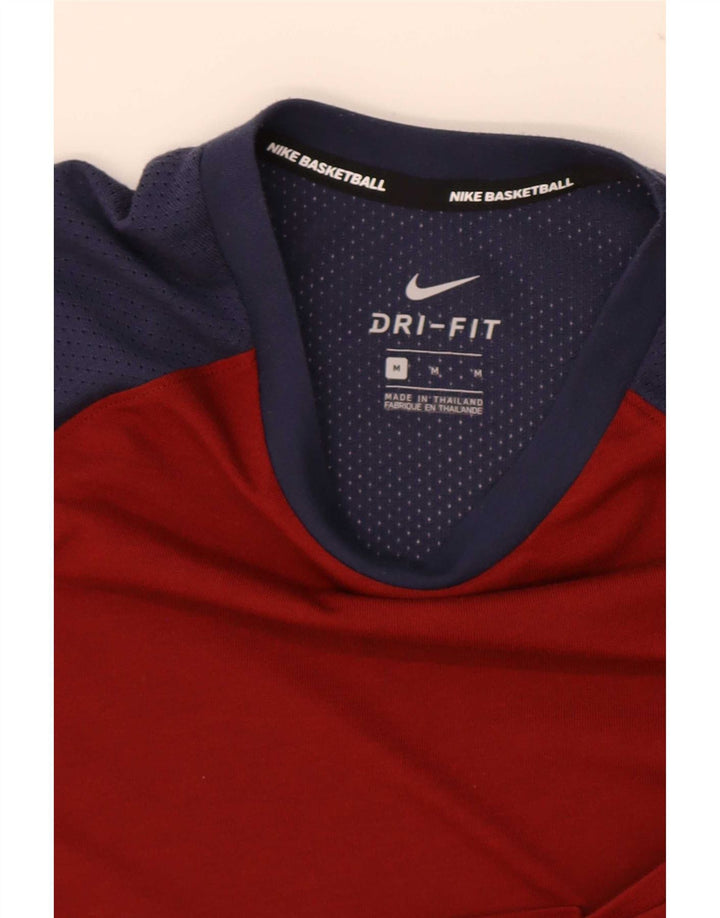 Nike Herre Dri Fit T-shirt Top Medium Rød Colourblock