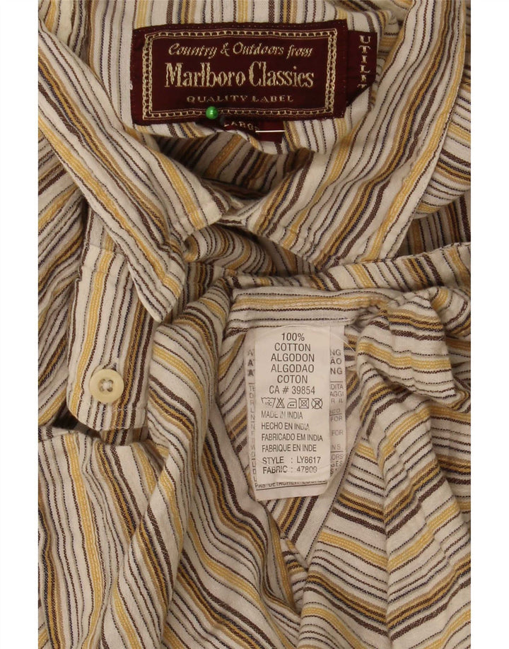 Marlboro Classics Herreskjorte Stor brunstribet bomuld