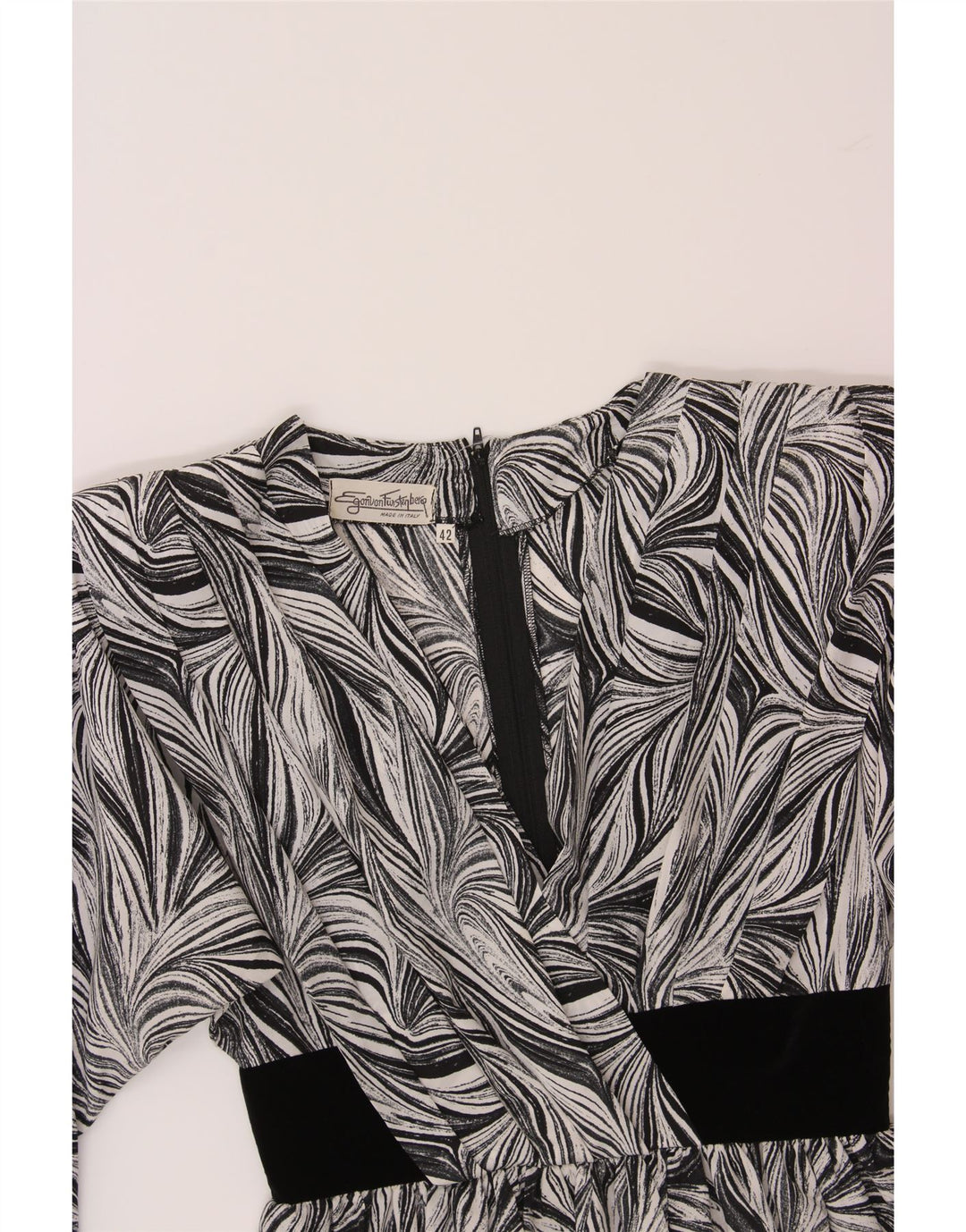 EGON VON FURSTENBERG Womens Abstract Pattern Blouse Top IT 42 Medium Black Vintage Egon Von Furstenberg and Second-Hand Egon Von Furstenberg from Messina Hembry 