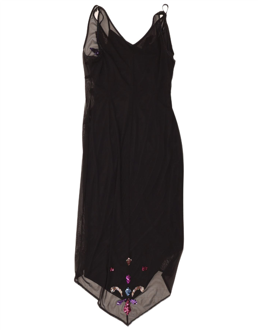 Linea Dame Ærmeløs Asymmetrisk Kjole UK 14 Medium Sort Paisley