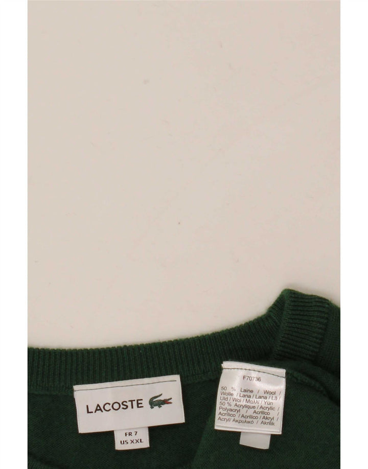 Lacoste Herre Boat Neck Jumper Sweater Størrelse 7 2XL Grøn Uld