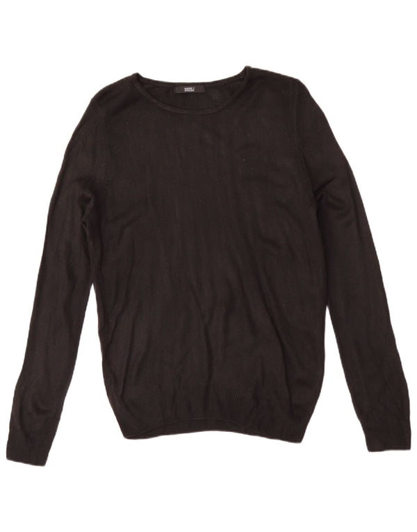 Marks & Spencer Womens Boat Neck Jumper Sweater UK 10 Small Black Acrylic