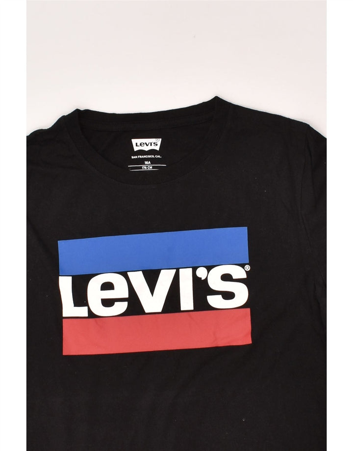 LEVI'S Girls Graphic T-Shirt Top 15-16 Years Black Cotton | Vintage Levi's | Thrift | Second-Hand Levi's | Used Clothing | Messina Hembry 