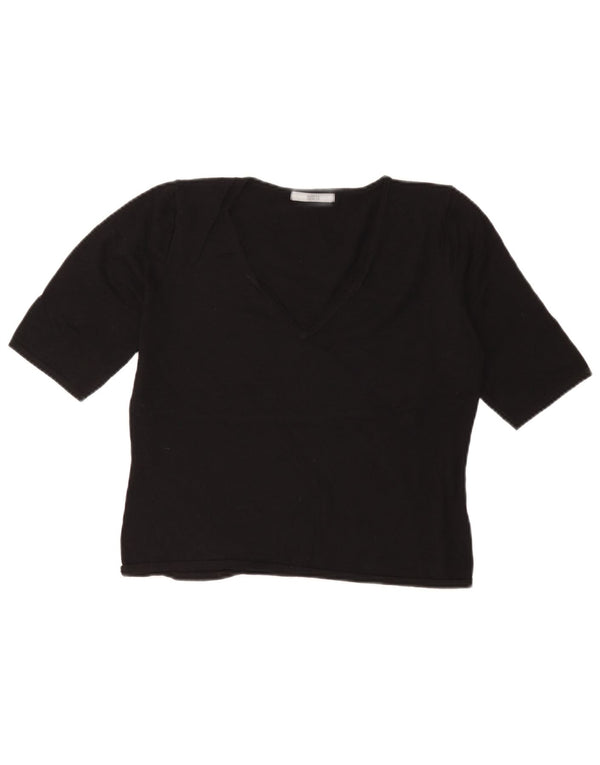 Marks & Spencer Dame Crop T-Shirt Top UK 16 Stor Sort Viscose
