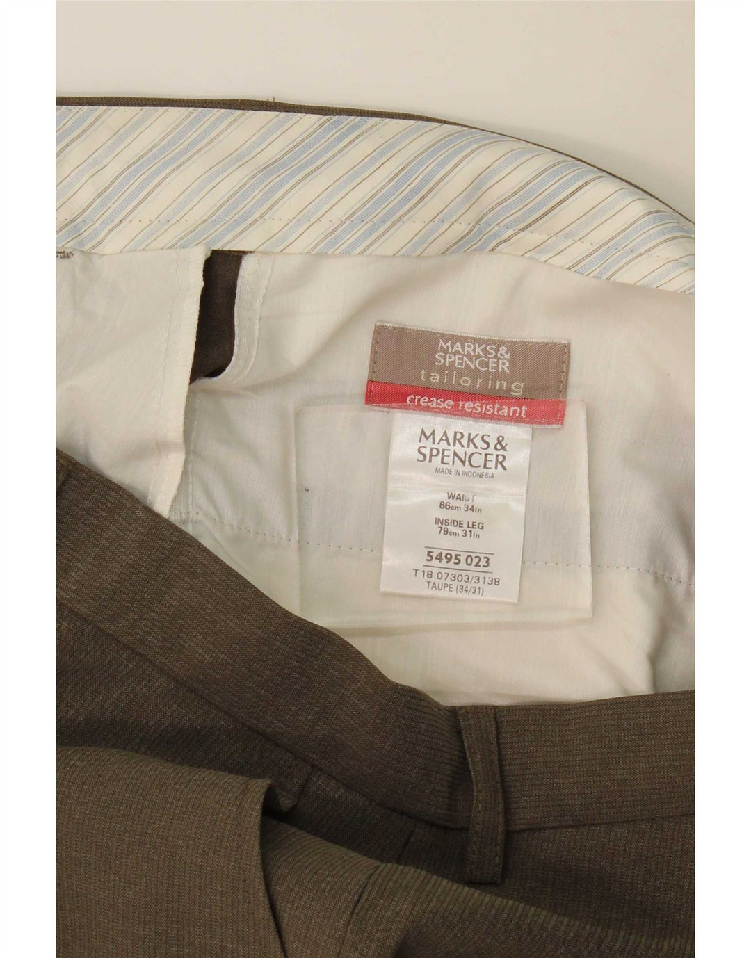 Marks & Spencer Straight Suit Bukser til mænd W34 L31 Khaki Polyester