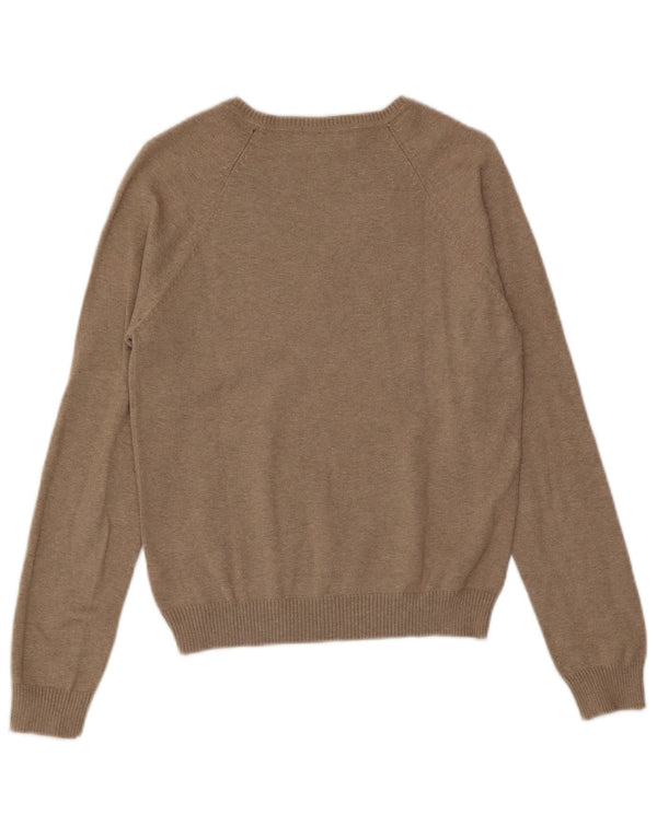 Zara Dame V-hals sweater UK 18 XL Brun Bomuld
